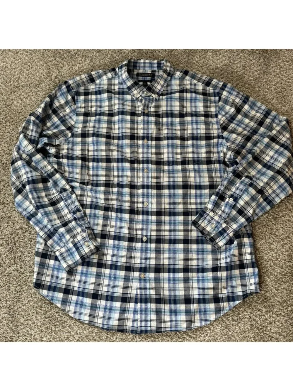 Banana Republic Shirt Men's XL Camden Fit Plaid Button Down 100% Cotton Stretch